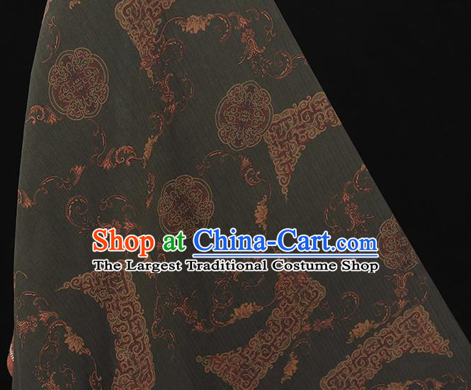 Top Grade Atrovirens Gambiered Guangdong Gauze Chinese Cheongsam Fabric Traditional Palace Wall Pattern Silk Drapery