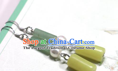 Handmade Traditional Aventurine Ear Accessories Chinese National Earrings Hanfu Jewelry