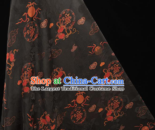 Top Grade Gambiered Guangdong Gauze Chinese Traditional Royal Pattern Silk Drapery Cheongsam Jacquard Black Satin Fabric