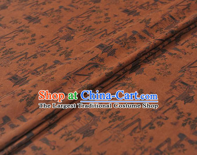 Top Grade Craquelure Fabric Chinese Traditional Character Pattern Silk Drapery Cheongsam Brown Gambiered Guangdong Gauze