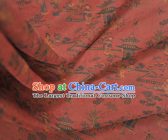 Top Grade Cheongsam Red Gambiered Guangdong Gauze Craquelure Fabric Chinese Traditional Character Pattern Silk Drapery