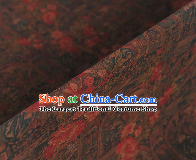 Top Cheongsam Fabric Black Gambiered Guangdong Gauze Chinese Traditional Flowers Pattern Silk Drapery