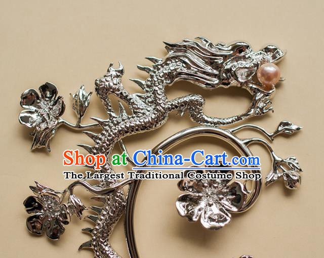 China Ancient Empress Argent Plum Ear Jewelry Accessories Traditional Qing Dynasty Queen Earrings