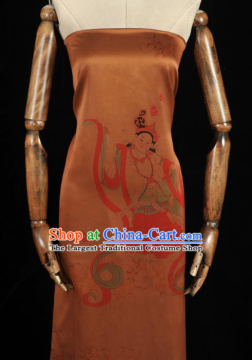 China Traditional Flying Apsaras Pattern Silk Fabric Classical Cheongsam Gambiered Guangdong Gauze Cloth