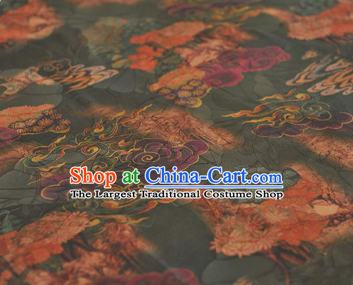 Top Chinese Traditional Flowers Pattern Silk Drapery Cheongsam Fabric Atrovirens Gambiered Guangdong Gauze