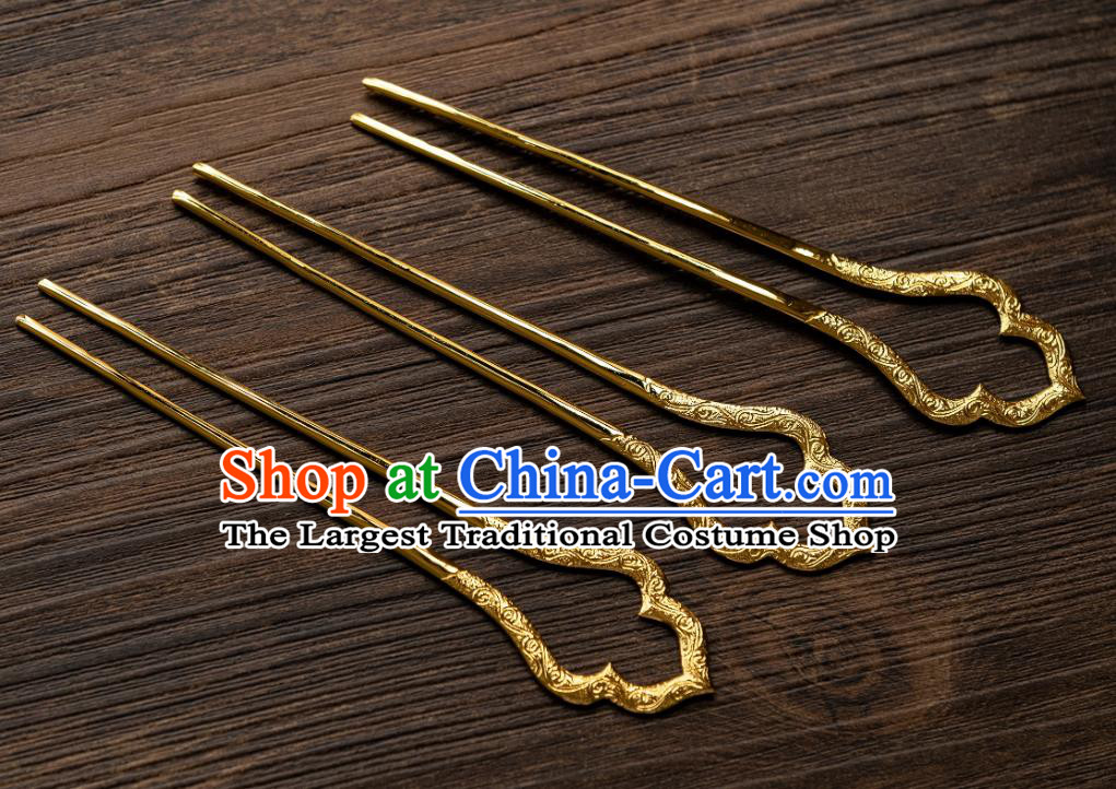 China Traditional Tang Dynasty Carving Hair Stick Ancient Imperial Concubine Hairpin Court Hair Accessories