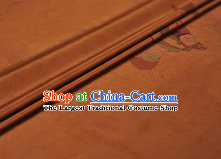 China Cheongsam Cloth Traditional Lotus Goddess Pattern Silk Fabric Classical Gambiered Guangdong Gauze