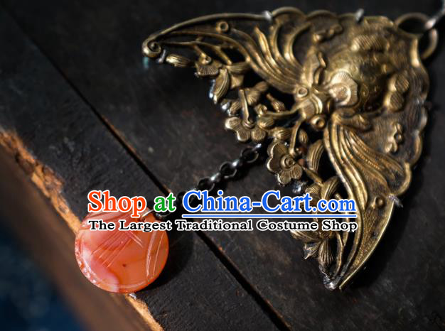 China National Retro Earrings Traditional Jewelry Handmade Silver Carving Ear Accessories