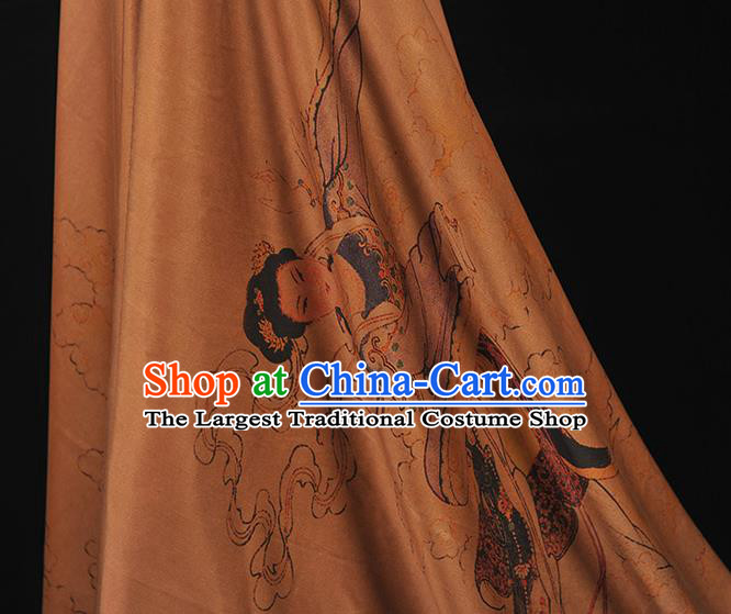 China Traditional Goddess Chang E Pattern Silk Fabric Classical Gambiered Guangdong Gauze Cheongsam Cloth