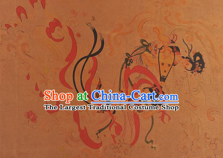 China Classical Gambiered Guangdong Gauze Cheongsam Cloth Traditional Lute Goddess Pattern Silk Fabric