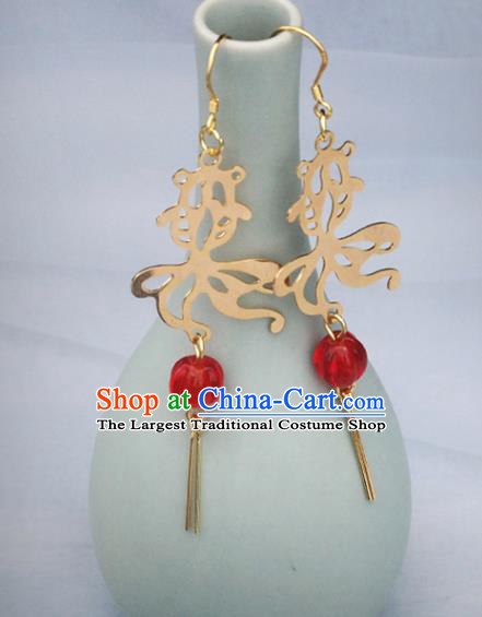 Handmade Chinese Traditional Hanfu Earrings National Goldfish Ear Accessories
