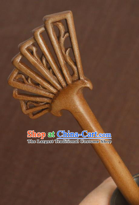 China Handmade Cheongsam Hair Accessories Mahogany Hair Stick Classical Wood Carving Hairpin for Women