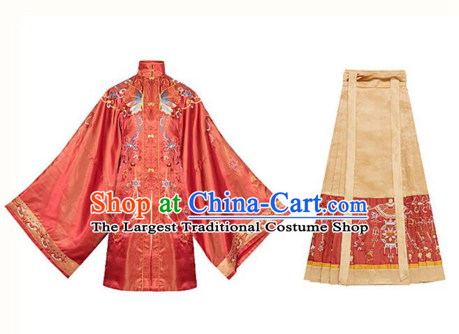 China Ancient Bride Wedding Red Hanfu Dress Traditional Ming Dynasty Royal Princess Historical Clothing for Women