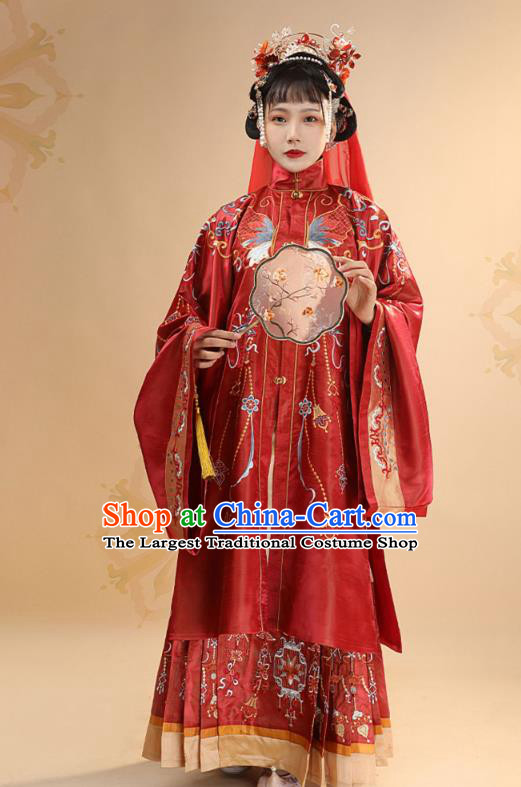 China Ancient Bride Wedding Red Hanfu Dress Traditional Ming Dynasty Royal Princess Historical Clothing for Women