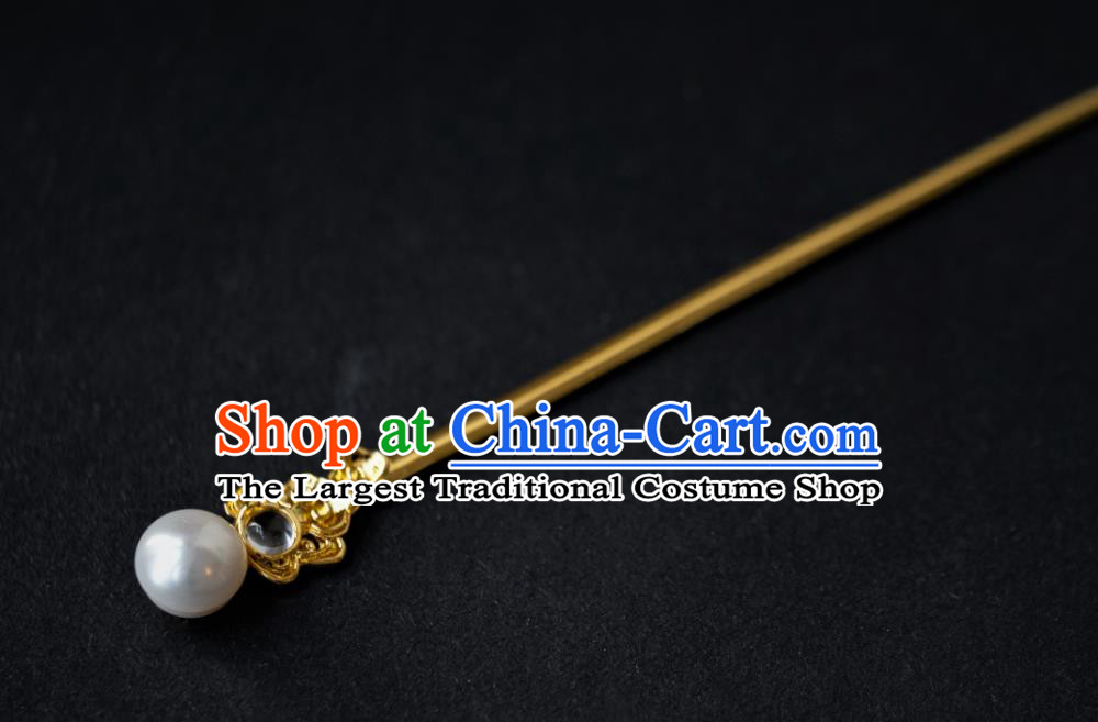 China Ancient Princess Albite Hair Stick Pearls Hairpin Traditional Tang Dynasty Court Hair Accessories