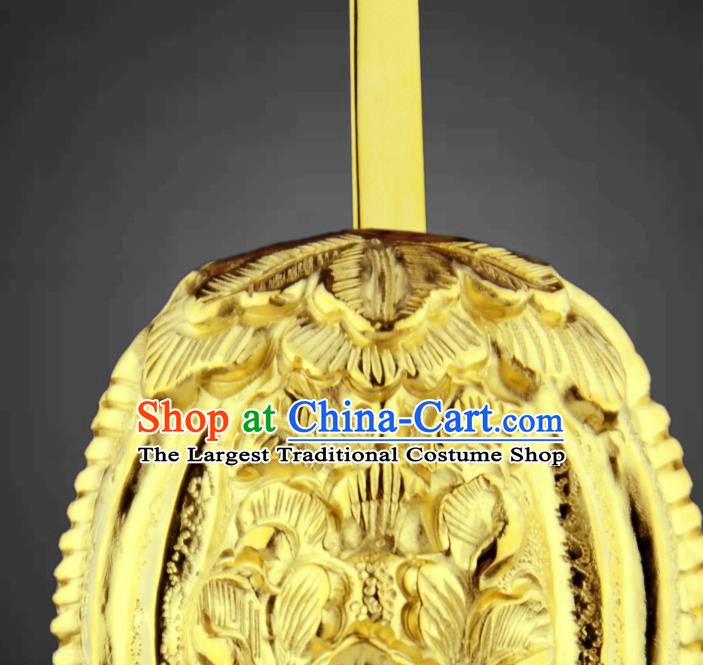 China Ancient Hanfu Golden Peony Hair Stick Handmade Hair Accessories Traditional Ming Dynasty Court Woman Hairpin