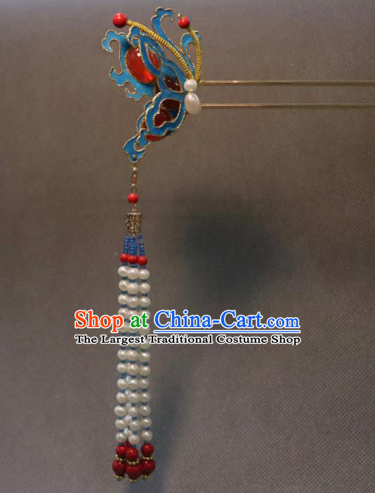 China Ancient Court Tassel Hairpin Handmade Hair Accessories Traditional Ming Dynasty Imperial Consort Butterfly Hair Clip