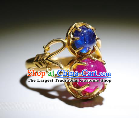 China Qing Dynasty Jewelry Accessories Ancient Imperial Consort Gems Ring for Women