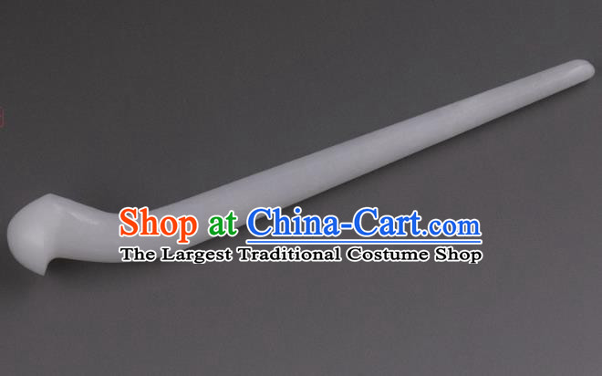 China Ancient Princess White Jade Mushroom Hairpin Handmade Hair Accessories Traditional Song Dynasty Hair Stick