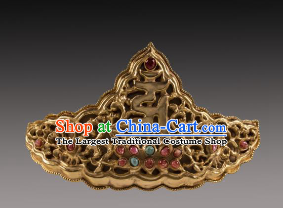 China Ancient Imperial Empress Hair Crown Handmade Hair Accessories Traditional Tang Dynasty Carving Sanskrit Hairpin