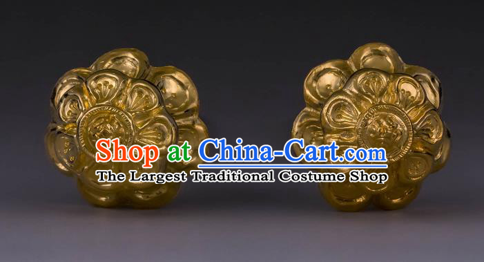 China Ancient Palace Lady Hair Stick Handmade Hair Accessories Traditional Tang Dynasty Golden Plum Hairpin