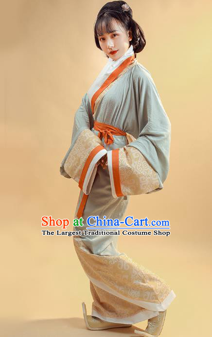 China Ancient Palace Lady Historical Clothing Han Dynasty Court Woman Costumes Traditional Hanfu Curving Front Robe