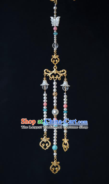 China Traditional Beads Tassel Step Shake Tang Dynasty Court Lady Hair Accessories Ancient Princess Hairpin