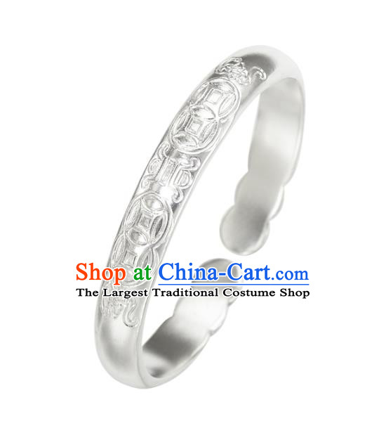 China Ancient Court Woman Carving Silver Bracelet Tang Dynasty Empress Jewelry Accessories