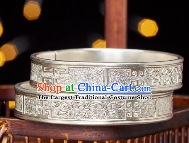 China National Jewelry Accessories Handmade Ancient Court Princess Silver Carving Bracelet
