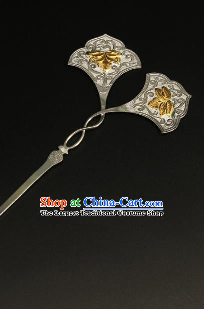China Ancient Royal Princess Hairpin Handmade Hair Accessories Traditional Tang Dynasty Silver Hair Stick