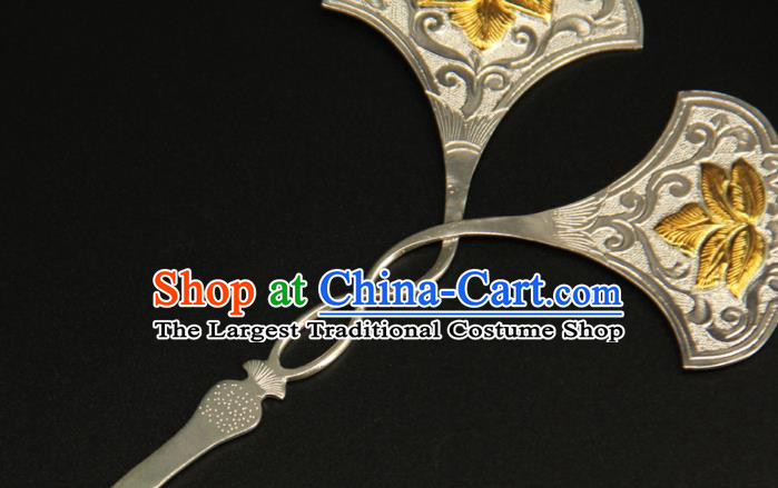 China Ancient Royal Princess Hairpin Handmade Hair Accessories Traditional Tang Dynasty Silver Hair Stick