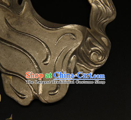 China Handmade Carving Silver Carving Mask Accessorie Ancient Swordsman Half Face Mack
