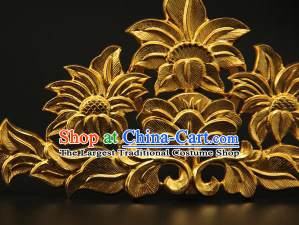 China Handmade Hair Accessories Ancient Tang Dynasty Empress Hairpin Traditional Court Golden Hair Crown