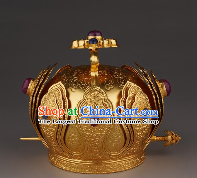 China Handmade Ming Dynasty Emperor Jewelry Accessorie Ancient Royal King Hairdo Crown