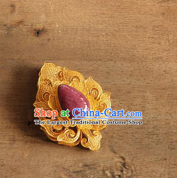 China Handmade Golden Hair Crown Traditional Ming Dynasty Palace Hair Accessories Ancient Empress Hairpin