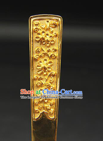 China Traditional Handmade Hairpin Golden Hair Stick Ancient Song Dynasty Court Hair Accessories