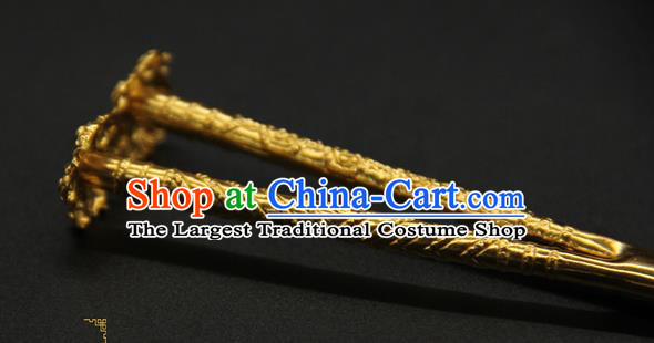 China Ancient Song Dynasty Golden Hair Stick Court Hair Accessories Traditional Handmade Hairpin