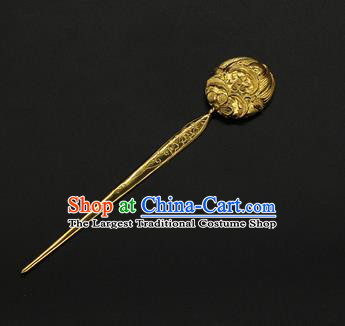 China Court Hair Accessories Traditional Handmade Hairpin Ancient Song Dynasty Golden Hair Stick