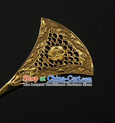 China Handmade Golden Hairpin Traditional Tang Dynasty Hair Stick Ancient Court Empress Hair Accessories