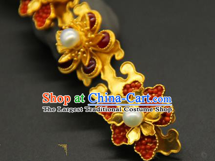 China Ming Dynasty Gems Plum Blossom Hair Stick Ancient Court Hair Accessories Traditional Handmade Empress Hairpin