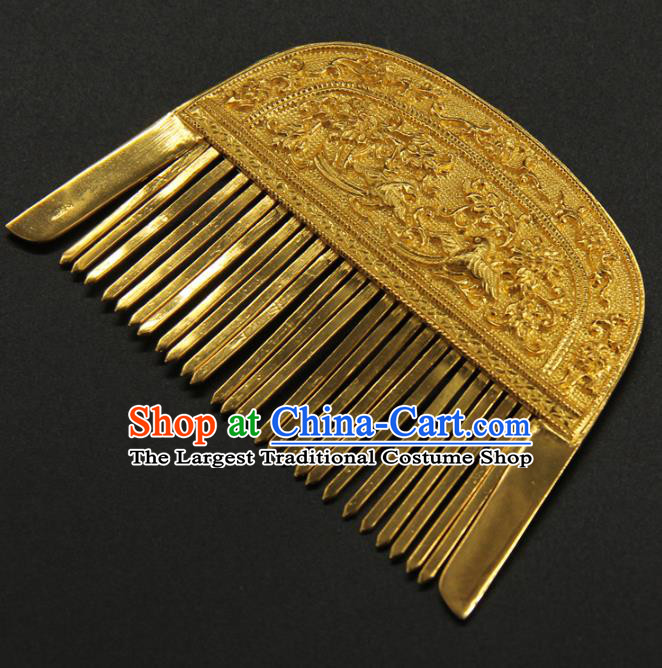 China Traditional Tang Dynasty Hair Comb Ancient Empress Hair Accessories Handmade Court Carving Hairpin