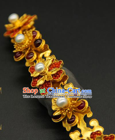 China Ming Dynasty Gems Plum Blossom Hair Stick Ancient Court Hair Accessories Traditional Handmade Empress Hairpin