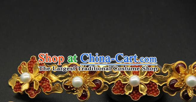 China Ming Dynasty Gems Plum Blossom Hair Stick Ancient Court Hair Accessories Traditional Handmade Empress Hairpin