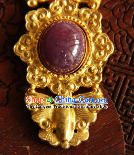 China Handmade Ancient Empress Costume Golden Buckle Ming Dynasty Gilding Butterfly Button