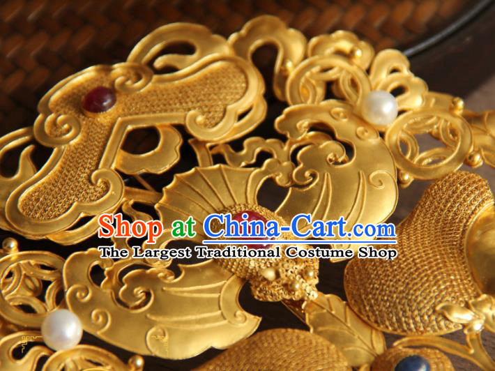 China Ancient Queen Hairpin Traditional Qing Dynasty Imperial Consort Hair Accessories Handmade Court Carving Bat Hair Stick