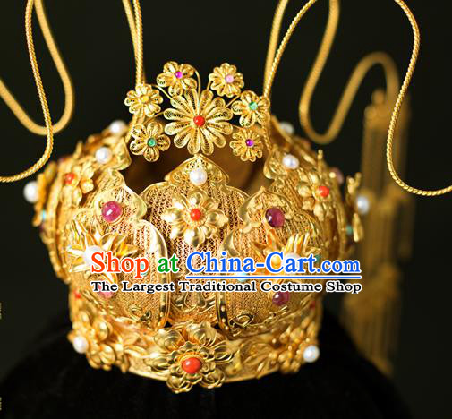 China Traditional Ming Dynasty Hair Crown Wedding Hair Accessories Handmade Ancient Empress Tassel Phoenix Coronet
