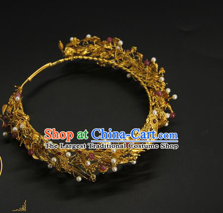 China Traditional Handmade Ancient Empress Hairpin Hair Accessories Ming Dynasty Queen Gems Hair Crown