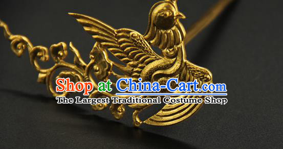 China Traditional Handmade Court Golden Hairpin Queen Hair Accessories Ancient Song Dynasty Hair Stick
