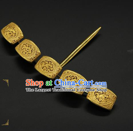 China Traditional Court Queen Hair Stick Ancient Song Dynasty Hair Accessories Handmade Court Golden Hairpin