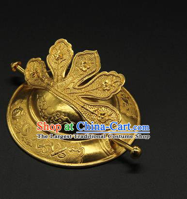 China Ancient Emperor Golden Hair Crown Hairpin Handmade Ming Dynasty Lord Hair Accessories